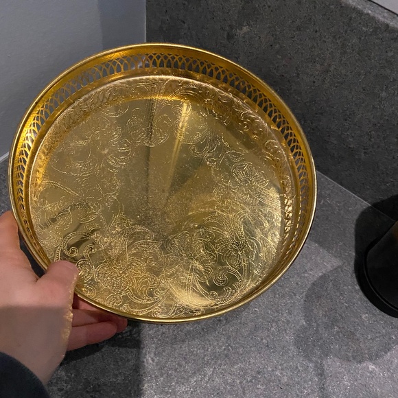 Golden/Brass Colour Metal Tray - Picture 1 of 3